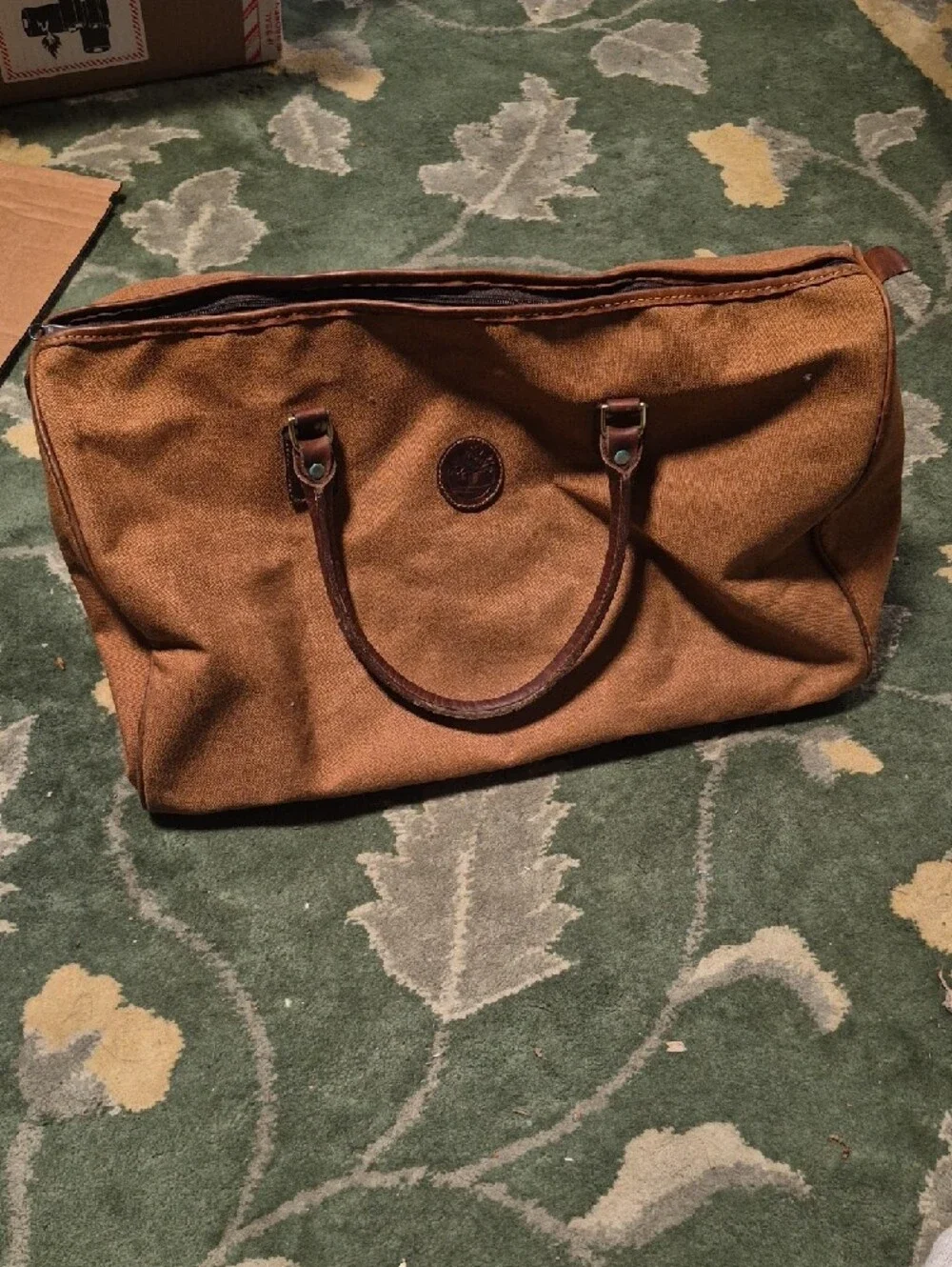 Timberland Brown Canvas Duffel with Leather Handles